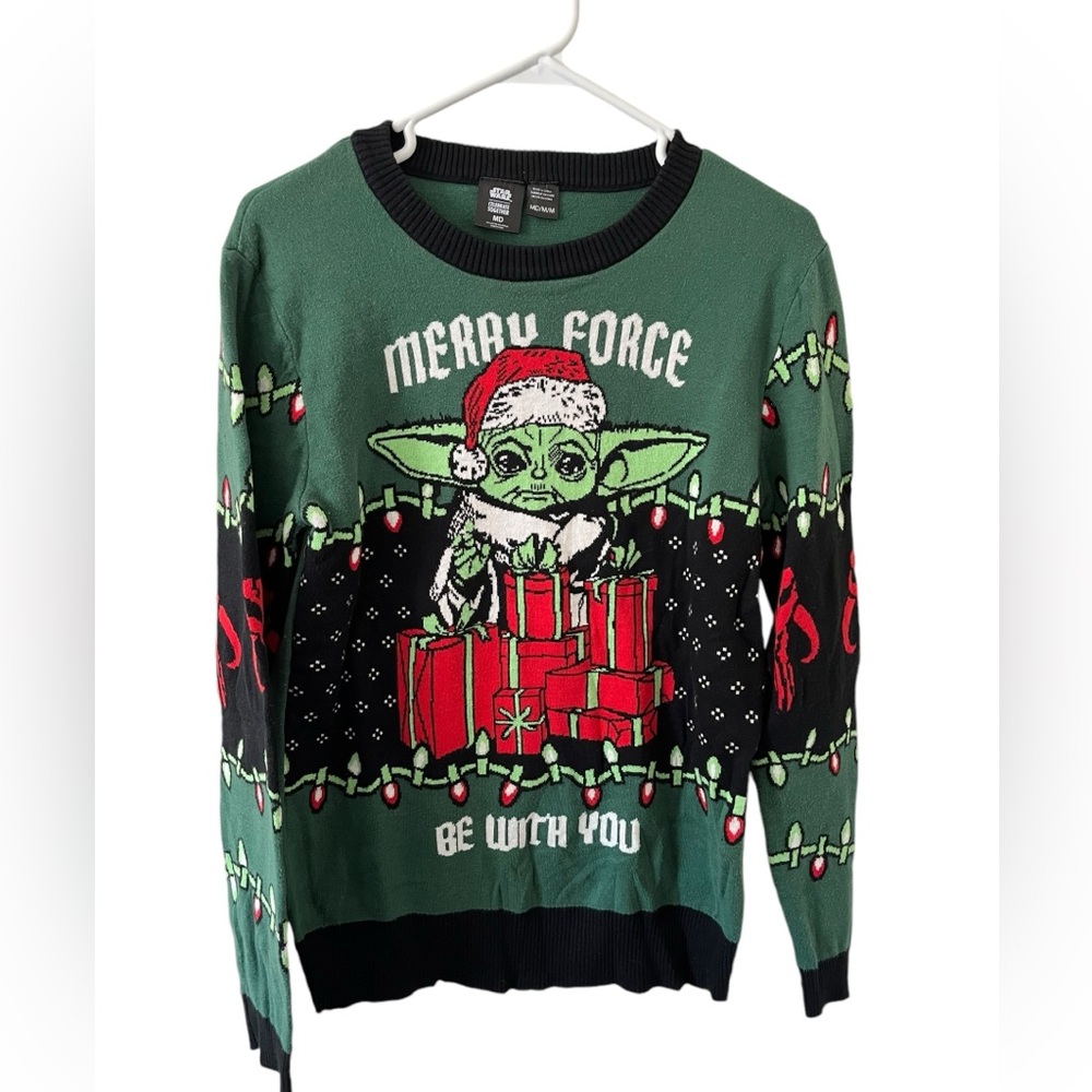 Star Wars Celebrate Together Mens Merry Force Be With You Yoda Christmas Sweater